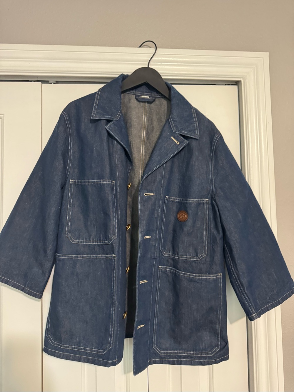 Gucci Men's Denim Jacket with Patch Pockets